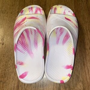 Nike Jordan Big Kids Post Slide Sandals White Fuchsia Yellow Size 2Y